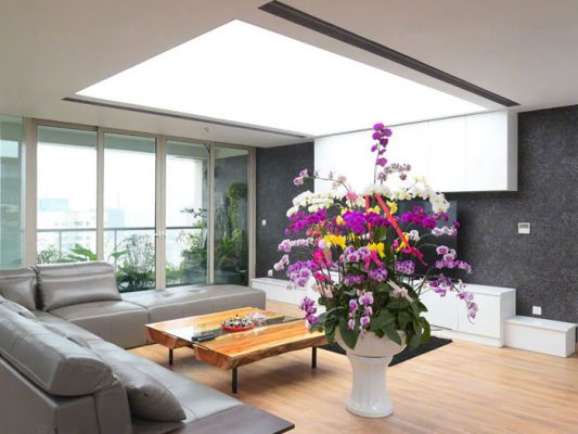 Lắp đặt trần xuyên sáng cho phòng khách